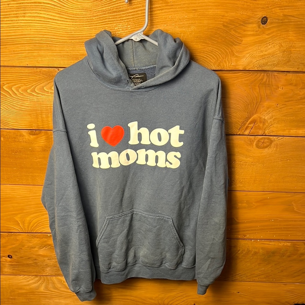 I LOVE HOT MOMS Danny Duncan Mens L Printed Hooded Sweatshirt‎ Hoodie Streetwear